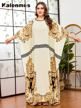 Elegantne Ženske Bombaž Muslimanskih Abaya Obleko Tiskanja Islamska Oblačila Ramadana Musulman Turčija Maroški Tam Kaftan Maxi Hidžab Vestidos Robe