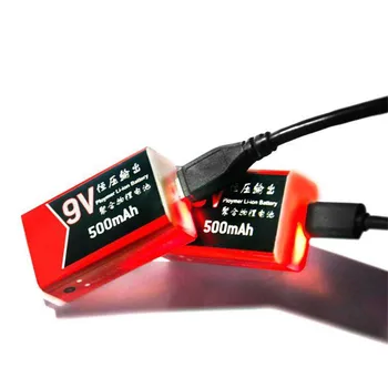 3pc 9V podatkovnega kabla USB je Baterija 500mAh ponovno Polnjenje z USB Polnjenjem Litij-Polimer Batteria za Multimeter Mikrofon Namenjen RC Fotoaparat Brnenje