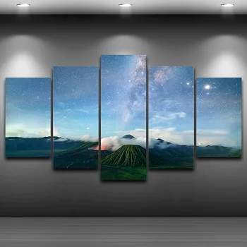 HD natisnjeni uokvirjena spray slikarstvo umetniško platno zvezdnato nebo&vulkan risanje soba stenski dekor plakat za dom v slikah, AE0027