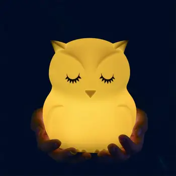 7 Spreminjanje Barv LED svetloba Night Owl Risanka Silikonski Otroška Nočna Lučka za Otroke, Igrače Luči Postelji Nočna Lučka za Darila Za Otroke