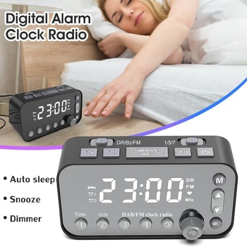 DAB Postelji Budilka Radio Velika Sn Dvojni Alarm Dvojni USB Radio Sleep Timer, FM Radio Ura