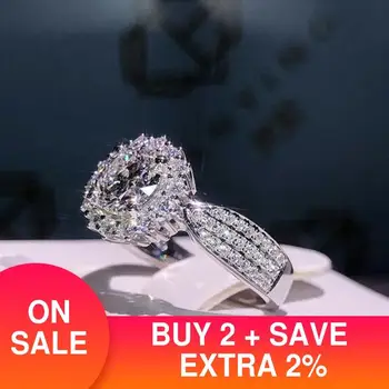 Vroče prodajo luksuznih krog pravi 925 sterling silver Baby je Dih zaročni prstan za ženske lady obletnice, darila nakit R5617