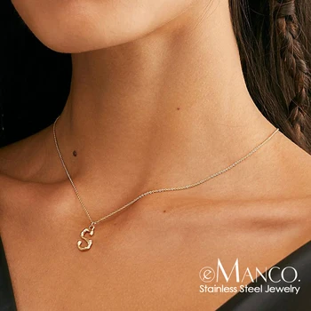 EManco zlato iz nerjavečega jekla obesek začetno črko ogrlica za ženske 4 vrste verige, ogrlice za ženske najboljši prijatelj nakit ogrlica