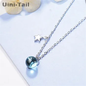 Uini-Rep vroče novih 925 sterling silver star blue umetno kristalni obesek ogrlica korejski modni trend sladek nakit GN843