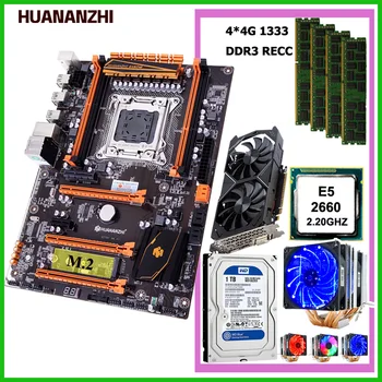 HUANANZHI X79 Deluxe Motherboard Gaming PC M. 2 SSD slot, PROCESOR Intel Xeon E5 2660 RAM-a, 16 G(4*4G) RECC 1TB HDD, grafična Kartica GTX1050TI