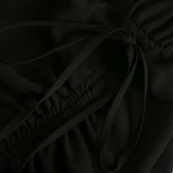 Vintage Black Split Obleke, Ženske Modni Proti-Vrat Obleko Eleganten Dolg Rokav Dame, Mini Obleke