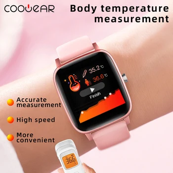 Pametno Gledati Temperatura Moški Ženske 2021 Krvni Tlak, Srčni utrip Ženske Fitnes Tracker Nepremočljiva Smartwatch za iOS Android