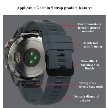 22 MM Silikonski Watchband Trak za Garmin Fenix 5 Fenix 6 Watch Hitro Sprostitev Silikonski Easyfit Zapestje Trak Trak 14 Barvah