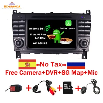 Na Zalogi Android 10 Avto DVD Predvajalnik Za Mercedes Benz W203 W209 W219 Razred A160 C-Razred C180 C200 CLK200 C230 GPS Radio stereo