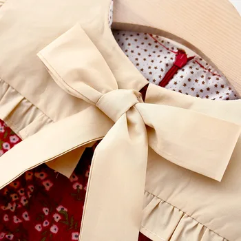 Božič Baby Dekleta Oblačenja Tiskanja Cvetovi Bowknot Dolg Rokav A-Line Mini Princesa Obleko 0-3Y