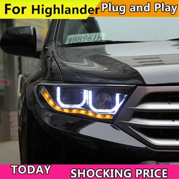 Doxa Avto Styling za Toyota Highlander za obdobje 2012-Žarometi LED Smerniki DRL Objektiv Dvojno Žarka HID Xenon Avtomobilski Pribor