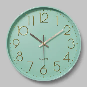 12 inch Mint Zelene Nordijske Stenske Ure Minimalističen Debele Meji 3D Ure Reloj de pared Doma Dekor Okraski za Mladinsko Sobo