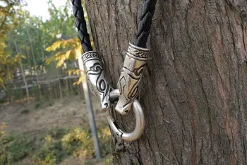 Lanseis 1pcs viking volk verige usnjena ogrlica moških ogrlica