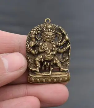 Kitajska je archaize čisto medenina Šest roko Buda majhne Amulet kip