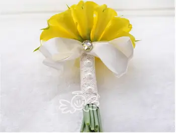 Poročni šopek ženina corsage družico zapestje nevesta broška šopek cvet poročne Umetne rože svilene D389