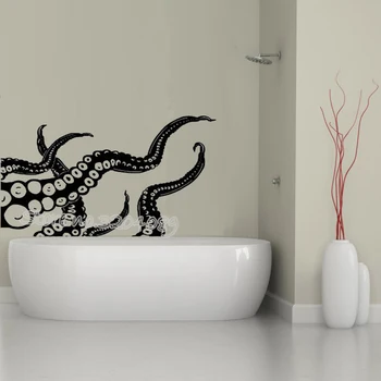 Del Hobotnice Umetnosti Stenske Nalepke Sprut Poulpe Delfish lovke vinilna Kopalnica spalnica Doma Dekor Živali umetnosti Zidana EA051