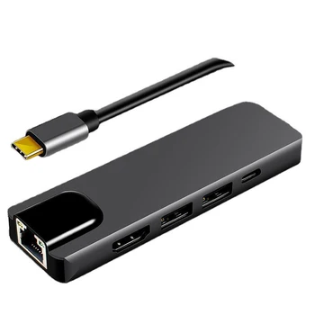 Prenosni USB 2.0, Visoka Hitrost Vrata Tip-C Hub 4K HDMI Laptop PD Hitro Polnjenje 100m Ethernet Port priključek RJ45 za MacBook Pro
