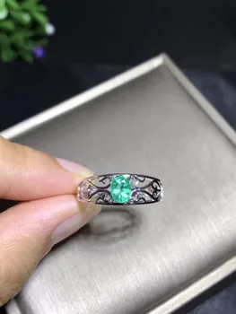 Naravni smaragdni prstan luksuzni slog 4x6mm 925 srebro Columbia izvora za 0,5 ct