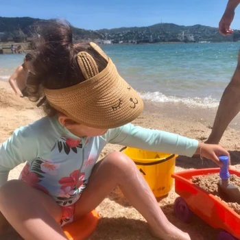 Poletje za Otroke Mačka Prazno Vrh slamnik korejski Priložnostne Odtenek za zaščito pred soncem Plaži Sun Pokrivalo Za Otroke
