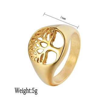Klasična Zlata/Srebrna Barva 316L iz Nerjavečega Jekla Drevo Življenja Obroč Punk Votlih Design Moške Viking Amulet Obroč, Nakit,