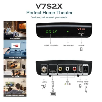 2020 NOVO GTMEDIA V7 S2X HD DVB-S/S2/S2X,Podporo H. 265, podpora multi-stream Unicable Spletne Videoposnetke Youtube, Youporn nadgradnjo V7S HD