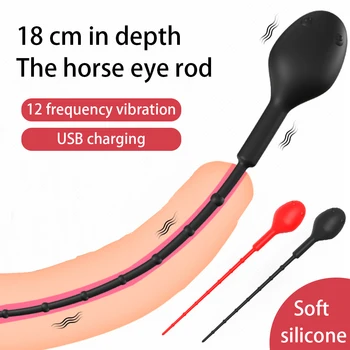 12 Frekvenca Sečnice Vibrator Kateter Penis Plug Sex Igrača za Moške Penis Vstavljanja Sečnice Zvok Dilator z vibriranjem Sečnice Plug
