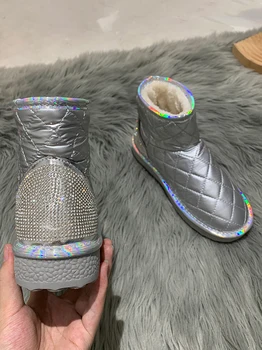 Ženske čevlje, pozimi 2020 nov modni krog glave non-slip flash diamond toplo bombaž čevlji trend...