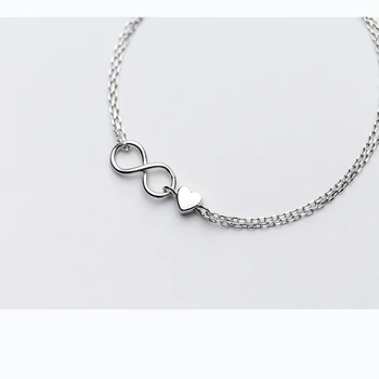2019 Design 925 Sterling Silver 8 Infinity Srce Ljubezni Čar Zapestnice & Bangles za Ženske Ročne Nakit Dodatki Dekle Ljubimec