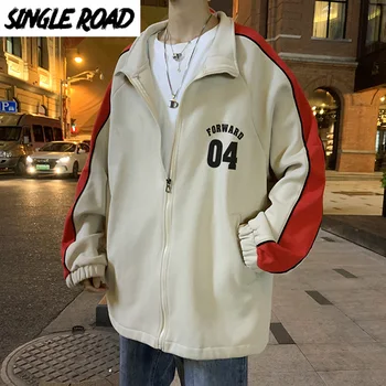 SingleRoad Mens Hoodies Moških 2020 Zadrgo, Stranske Trakove Prevelik Plašč Hip Hop Japonski Ulične Majica Khkai Moški Pulover S Kapuco