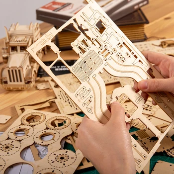 Vlak Model 3D Lesene Puzzle Igrača Skupščine Lokomotiva Model Gradnjo Kompleti za Otroke, Otroški Rojstni dan Darila