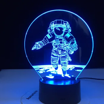3D Astronavt Noč Lučka 7 se Spremeni barva LED Vizualne Iluzije Noč Svetlobe Otroci Spalnica Dekoracijo Spalna Lučka Dropshipping