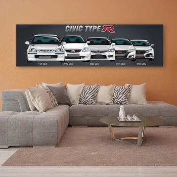 Wall Art Modular Fotografijo, Plakat, Platno Natisnjeni Retro Honda CIVIC Avto Slikarstvo Sodobno Dekoracijo Doma Dnevna Soba 1 kos Banner