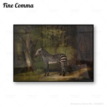 Vintage Plakat Starinsko Zebra Oljna Slika, George Stubbs Platno, Tisk Wall Art Afriške Živali Jungle Zebra Eksotičnih Gozd Sliko