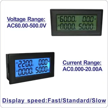 LCD Digital AC Napetost Meter 60-500V AC 20A 100A Moč Energije Analogni Voltmeter Ampermeter Watt Trenutno Amp Volt Meter Frekvence, PF