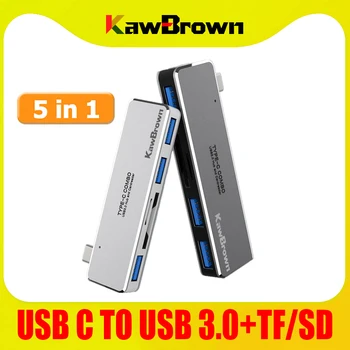 KawBrown 5 v 1 Multi USB C Razširitvene Postaje Tip C do USB 3.0 Adapter/TF/SD z Led Zaslon za Prenosnik Macbook xiaomi huawei