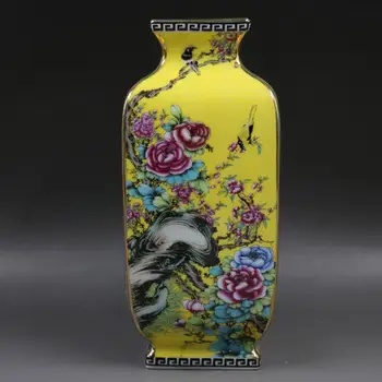 Starinsko Porcelana Zbirka Emajl Barvne Rože in Ptice Kvadrat Starinsko Porcelana v Qianlong Obdobje Qing