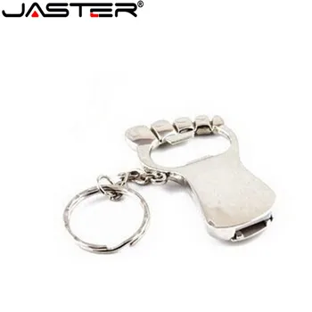 JASTER USB 2.0 nov odpirač za steklenice, kovinski USB Flash Drive obliko stopala Pen drive izvirno darilo pendrive 4 GB, 16GB 64GB cusotomer logotip