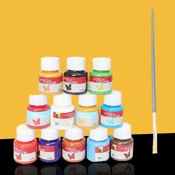 12 Barv ustvarjalce Barve Akrilne Barve Set za Platno Obrti Niso Strupene Živahne Barve Quick Dry Slikarske Potrebščine N1HD
