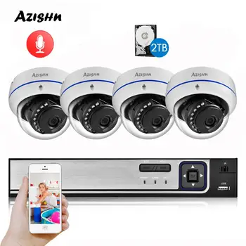 AZISHN Zaznavanje Obraza 4CH 5MP NVR CCTV Security Kit Sistem Prostem Nepremočljiva Membrana POE IP Kamera za Video Nadzor, Nastavite 4TB