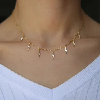 Zlato, ki je napolnjena cz flash choker čar ogrlica AAA kubičnih cirkonij strele čar 2018 nove očarljivo ženske, nakit, modni dizajn