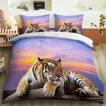 Žival 3D Lev in tiger posteljnina kompleti posteljnine po meri nastavite odeja pokrijemo Z Blazino Primeru Luksuznih Mikrovlaken Bedspread Tekstil Doma