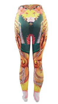 JIGERJOGER Pozimi Debela tkanina Egipt Indijski stil Rumeni Slon Dokolenke Novo Plus velikost XL Žensk Atletske Joga uvježbavanje hlače