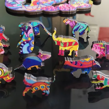 B Pisane Edinstveno Živali Obliko Lesene Sestavljanke Skrivnostno 3D Puzzle Darilo Za Odrasle, Otroci Dekoracijo Igrača Darilo Z Papir Polje