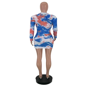 Obleka za Ženske do leta 2020 Jeseni Mode Dolgimi Rokavi, V-izrez Tiskanja Priložnostne Ulica Slog Vroče Prodajo Nezakonitih Mini Obleka