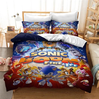 Sonic Hedgehog Anime Posteljnina Nabor Risani Lik, Posteljnina Nabor Twin Polno Kraljica Kralj Dvojno Posteljo Rjuhe Kritje Zajema Sklope