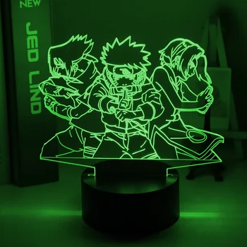 3d Noč Svetlobe Naruto Ekipa 7 Naruto Uzumaki Sakura Sasuke Slika Domov Dekoracijo LED Nočna Lučka Anime Darilo za Otroke Otrok Fantje