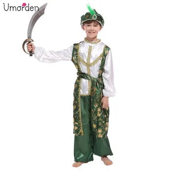 Umorden Zelena Otrok Perzijski Princ Kostum za Fante Aladdin Kostume, ki bo Ustrezala Pustno zabavo za noč Čarovnic Fantasy Cosplay Obleko Gor