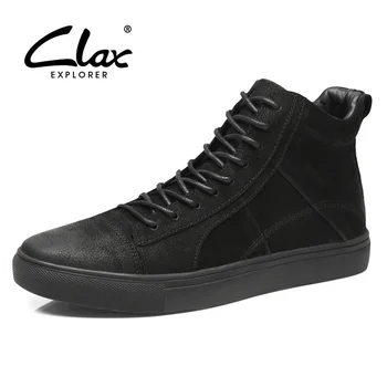 CLAX Mens Usnje Škornji Pravega Usnja Jeseni Mode Priložnostne Čevelj Moški Gleženj Boot chaussure homme plus velikost