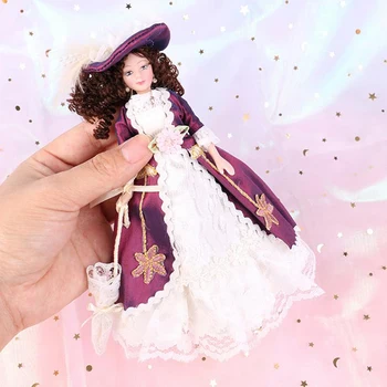 Vroče prodaje 1:12 Lutke Miniaturni Porcelanaste Lutke Lutke Viktorijanski Lepoto Lady
