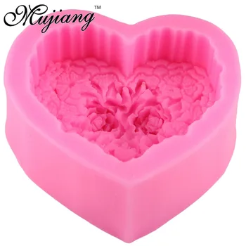 3D Ročno izdelana Mila Plesni Silikonski Torto Fandont Plesni Srce Oblika Cvetov Rose Sveča Gline Plesni Kicchen Torto Peko Orodja CC054